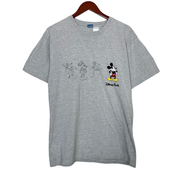 Disney Gray Mickey Mouse Short Sleeve Embroidered T-Shirt- Women's Large - Picture 1 of 8